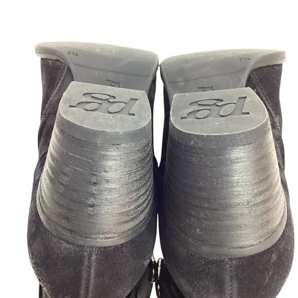 Paul Green Jano Moto Biker Womens 7.5 Suede Leather Ankle Boots Black - Picture 9 of 14